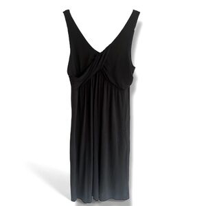 SOMA Twist Front Empire Waist Black Midi Comfort Dress Sleeveless Stretch Knit M